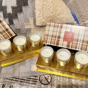 New Pottery Barn Autumn Lodge Scented Candle filled Votives. Set of 3, Plaid, #1